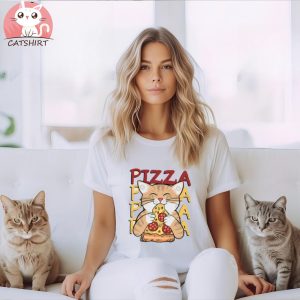 Cat Love Pizza T Shirt