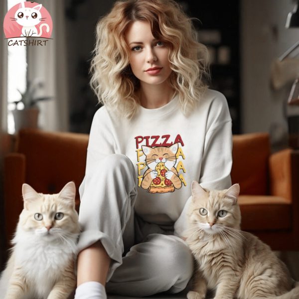 Cat Love Pizza T Shirt