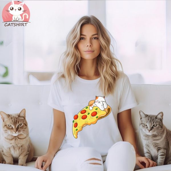 Cat and Pizza T Shirt