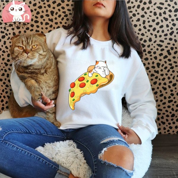 Cat and Pizza T Shirt