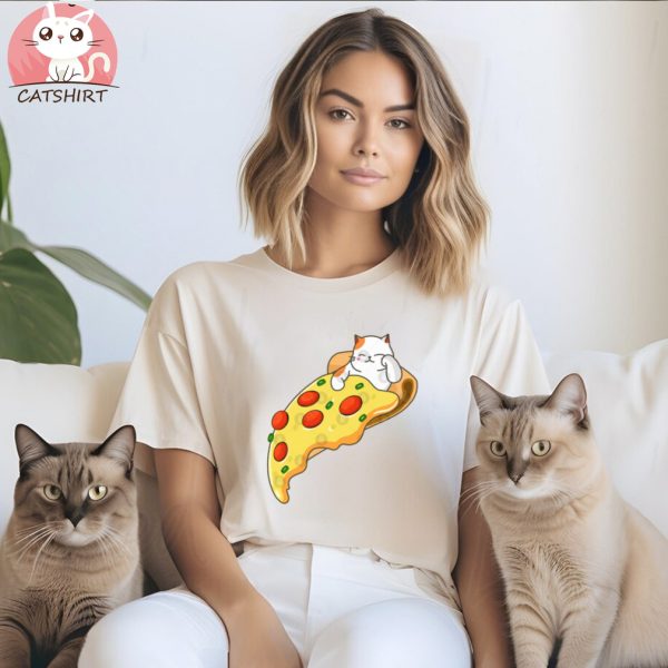 Cat and Pizza T Shirt