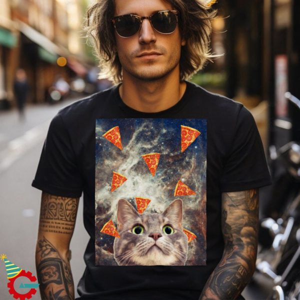 Cat in flying pizza space T Shirt