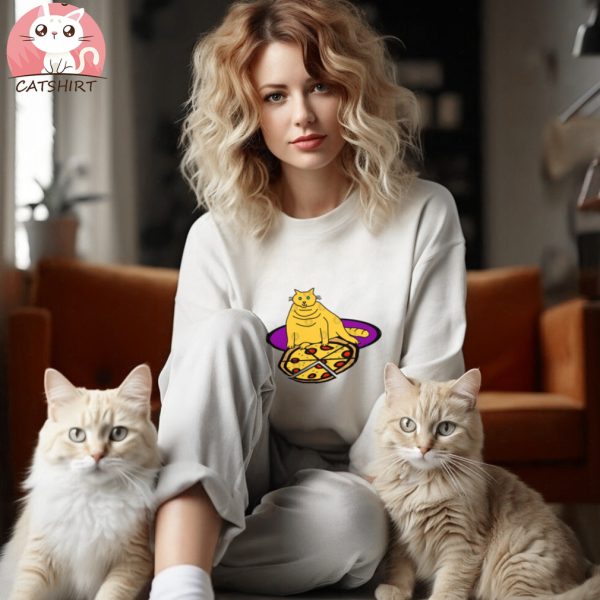 Cat with Pizza Food T Shirt