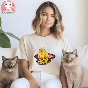 Cat with Pizza Food T Shirt