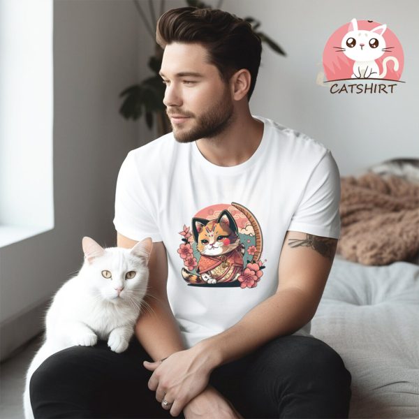 Chibi Cat in Japanese Kimono Kawaii Pastel T Shirt