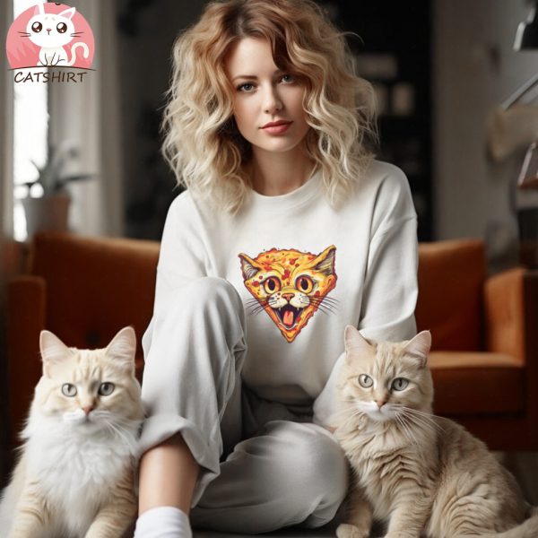 Crazyy Pizza cat T Shirt