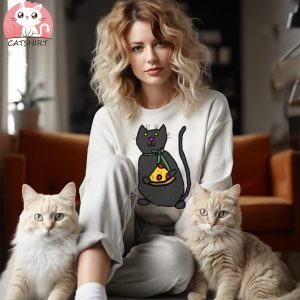 Cute Cat and Pizza Slice T Shirt