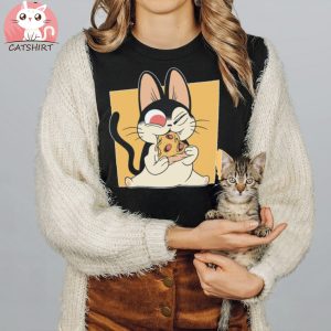 Cutee Cat Riding Pizza Shirt