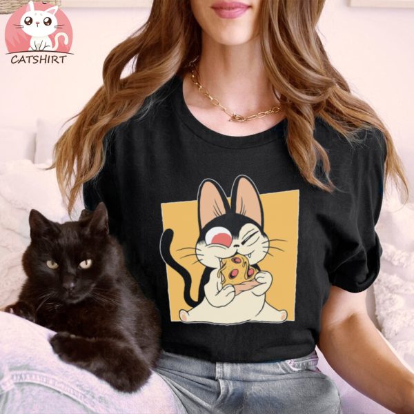 Cutee Cat Riding Pizza Shirt