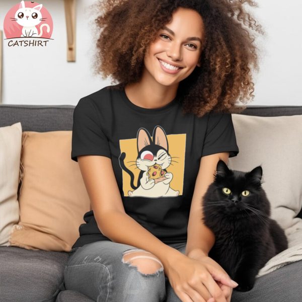 Cutee Cat Riding Pizza Shirt