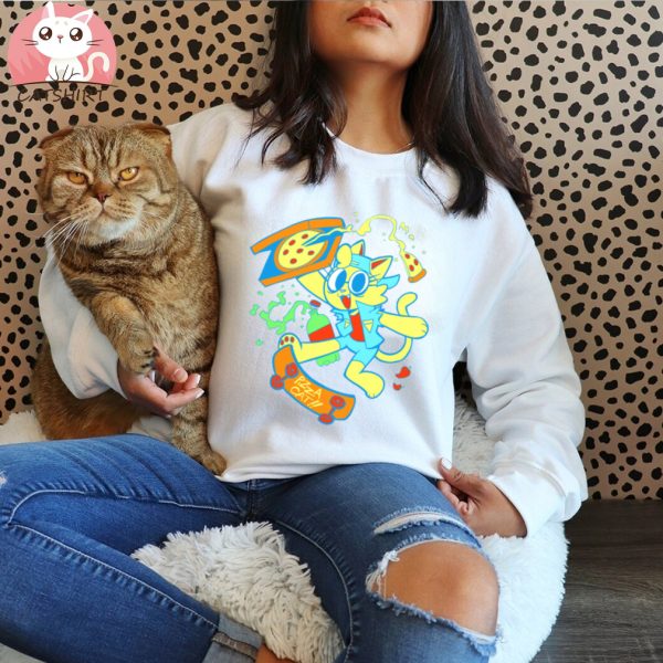 Funny Eats Pizza Cat Shirt