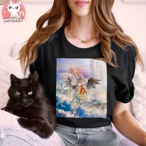 Galaxy Cat Dragon Eating Pizza In Space T Shirt