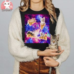 Galaxy Space Pizza Cat T Shirt