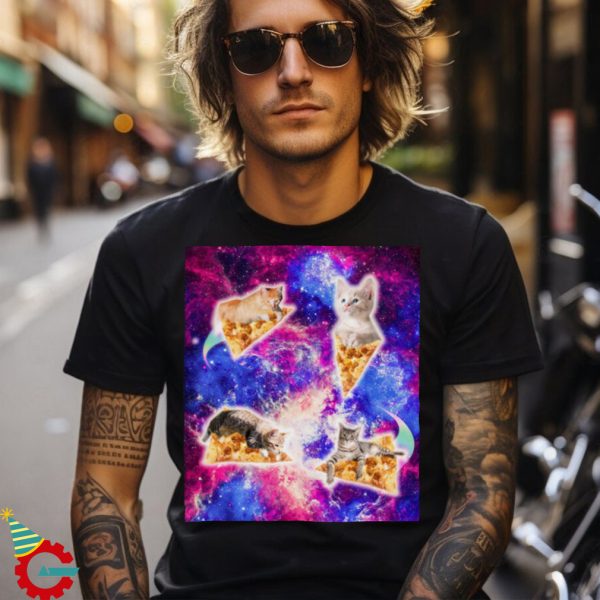 Galaxy Space Pizza Cat T Shirt