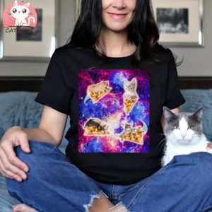 Galaxy Space Pizza Cat T Shirt