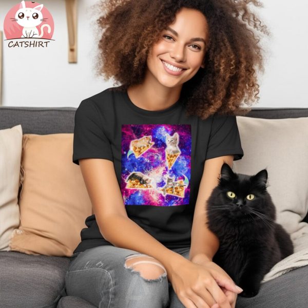 Galaxy Space Pizza Cat T Shirt