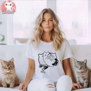 Gamer Cat Pizza Loading Game Paused Contour T Shirt