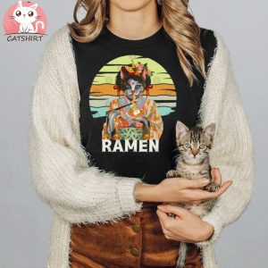 Geisha Cat Ramen Noodles T Shirt