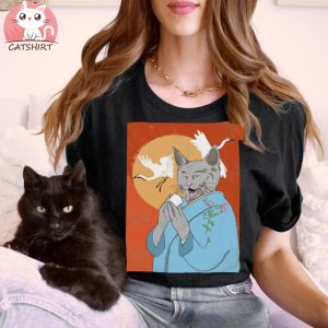 Happy Monk Cat Sake T Shirt