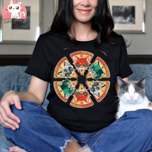 Kawaii Cat Eating Pizza Shirt