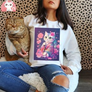 Kimono Cat Japanese Inspired Cat Art Print T Shirt