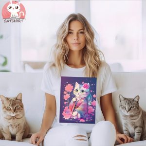 Kimono Cat Japanese Inspired Cat Art Print T Shirt