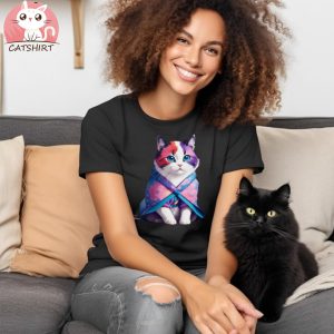 Kimono Cat With Flower Pattern no background T Shirt