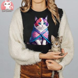 Kimono Cat With Flower Pattern no background T Shirt