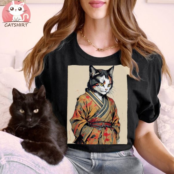 Kimono Samurai Cat Tee Shirt