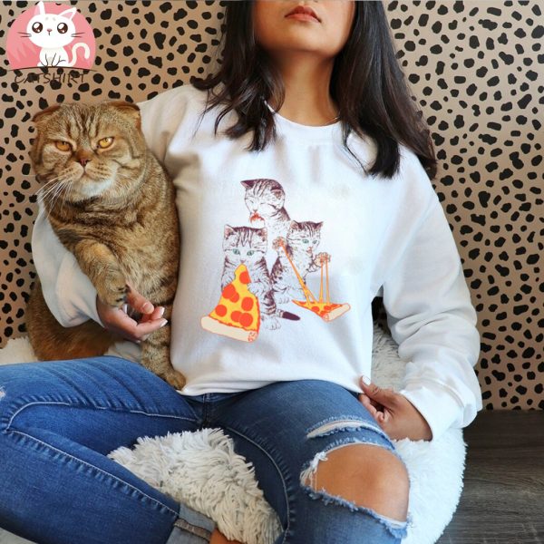 Kitty Cat Eating Pizza Cats Shirt