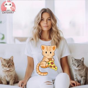 Orange Tabby Cat with Pizza T Shirt