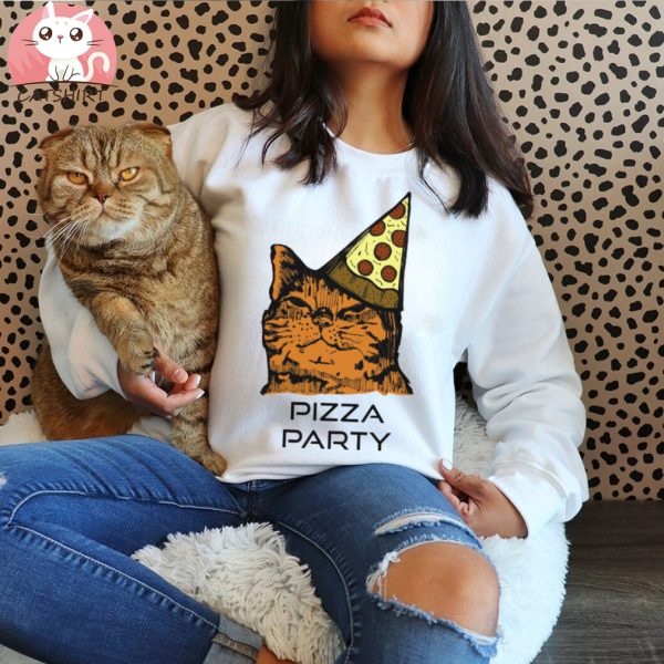 Pizza Party Cat Animal T Shirt