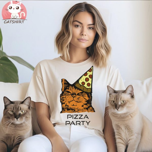 Pizza Party Cat Animal T Shirt