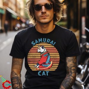 Samurai Cat Retro T Shirt