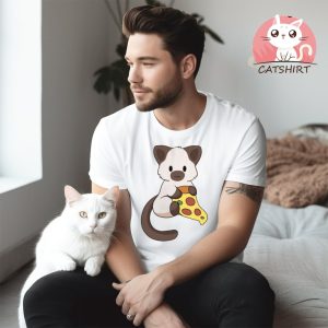 Siamese Cat with Pizza T Shirt