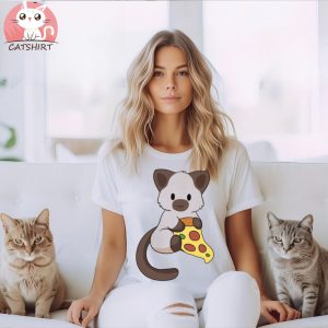 Siamese Cat with Pizza T Shirt