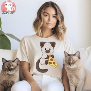 Siamese Cat with Pizza T Shirt