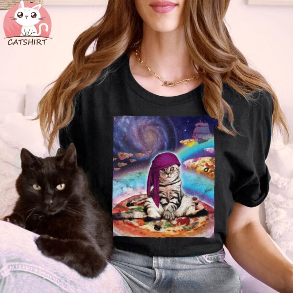 Space Pizza Cat Galaxy T Shirt