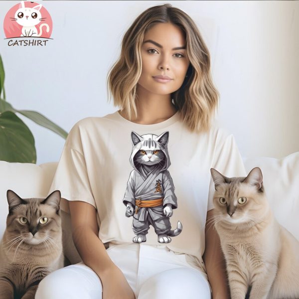 White Cat Japanese Kimono T Shirt