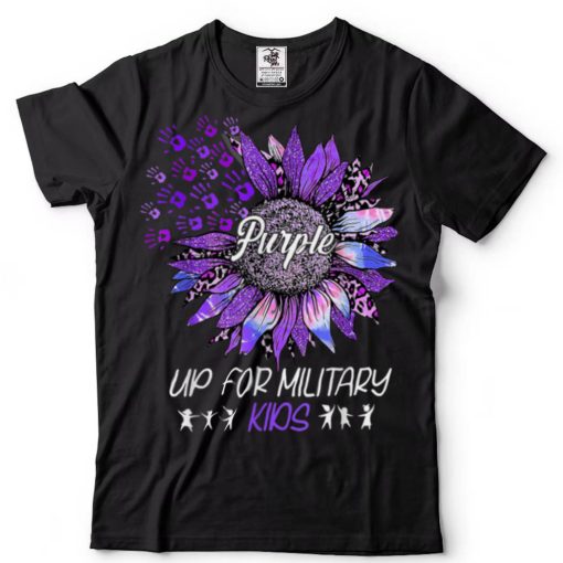 Sunflower Leopard Purple Up for Military Kids Military Child T Shirt tee