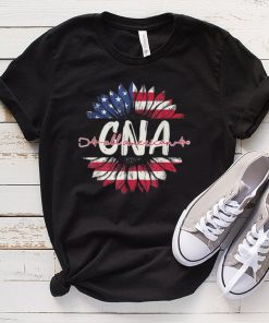 All American CNA Life American Flag Sunflower 4th Of July T Shirt tee