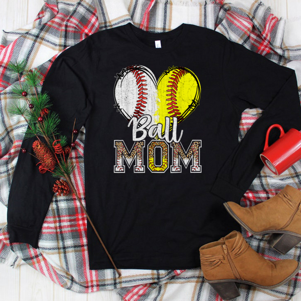 Ball Mom Heart Baseball Softball Mama Women Mothers Day 2022 T Shirt tee