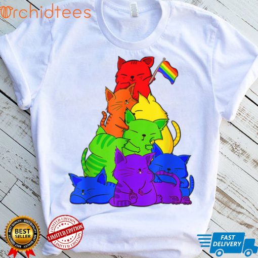 Cat LGBT Cute Cats Gay Pride Pile Kawaii Flag LGBT Month T Shirt, sweater