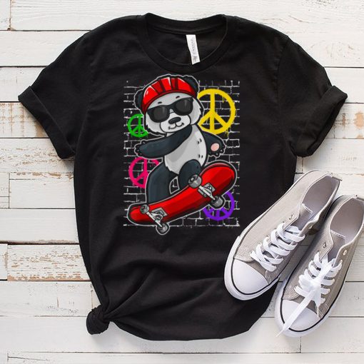 Cool Panda Bear Riding A Skateboard T Shirt tee