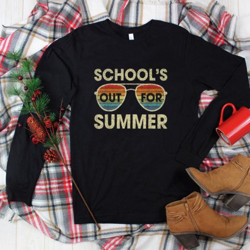 Cute Retro Last Day Of School Schools Out For Summer Teacher T Shirt tee