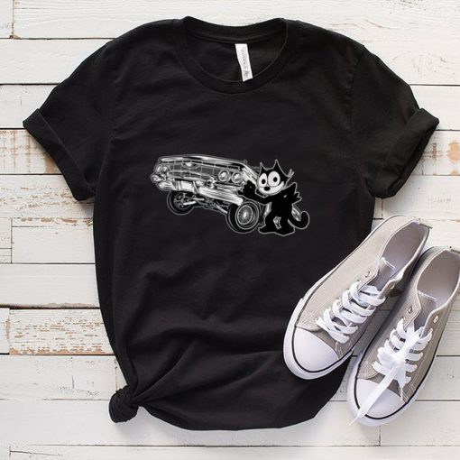 Felix Cat Cartoon Lowrider Hydraulic Bounce Tilt Car Club T Shirt tee