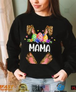 Floral Leopard Mama Bunny Easter Happy Easter Mother's Day T Shirt