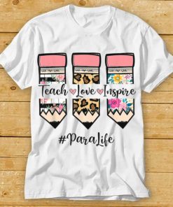 Floral Leopard Teach Love Inspire Para Life Para Teacher T Shirt tee