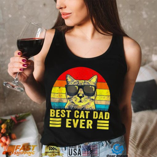 Funny Best Cat Dad Ever Vintage Bump Fit Father’s Day T Shirt