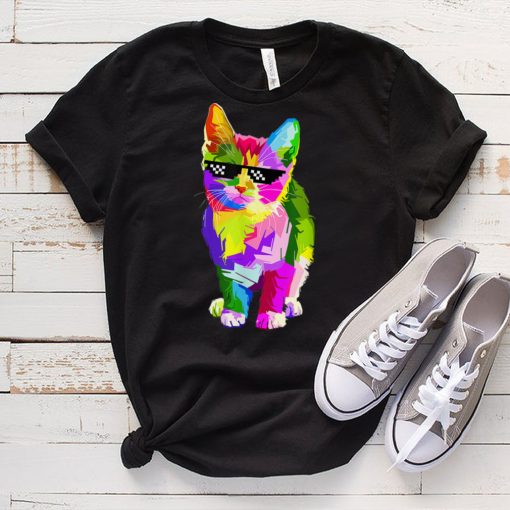 Funny cute colorful cat for kitten lovers Colorful Art Kitty T Shirt tee